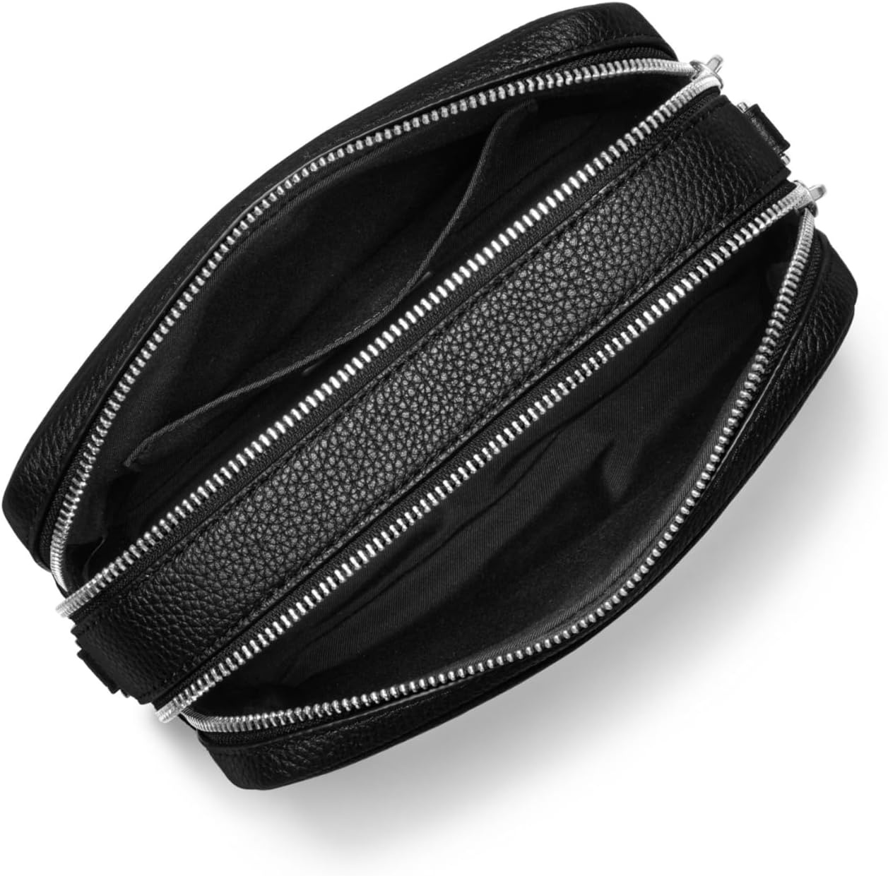 image:imageMichael Kors Bryant Medium Double Zip Chain Camera Crossbody BagSilvertone HardwarePebbled Leather WDome Studded StrapBlack