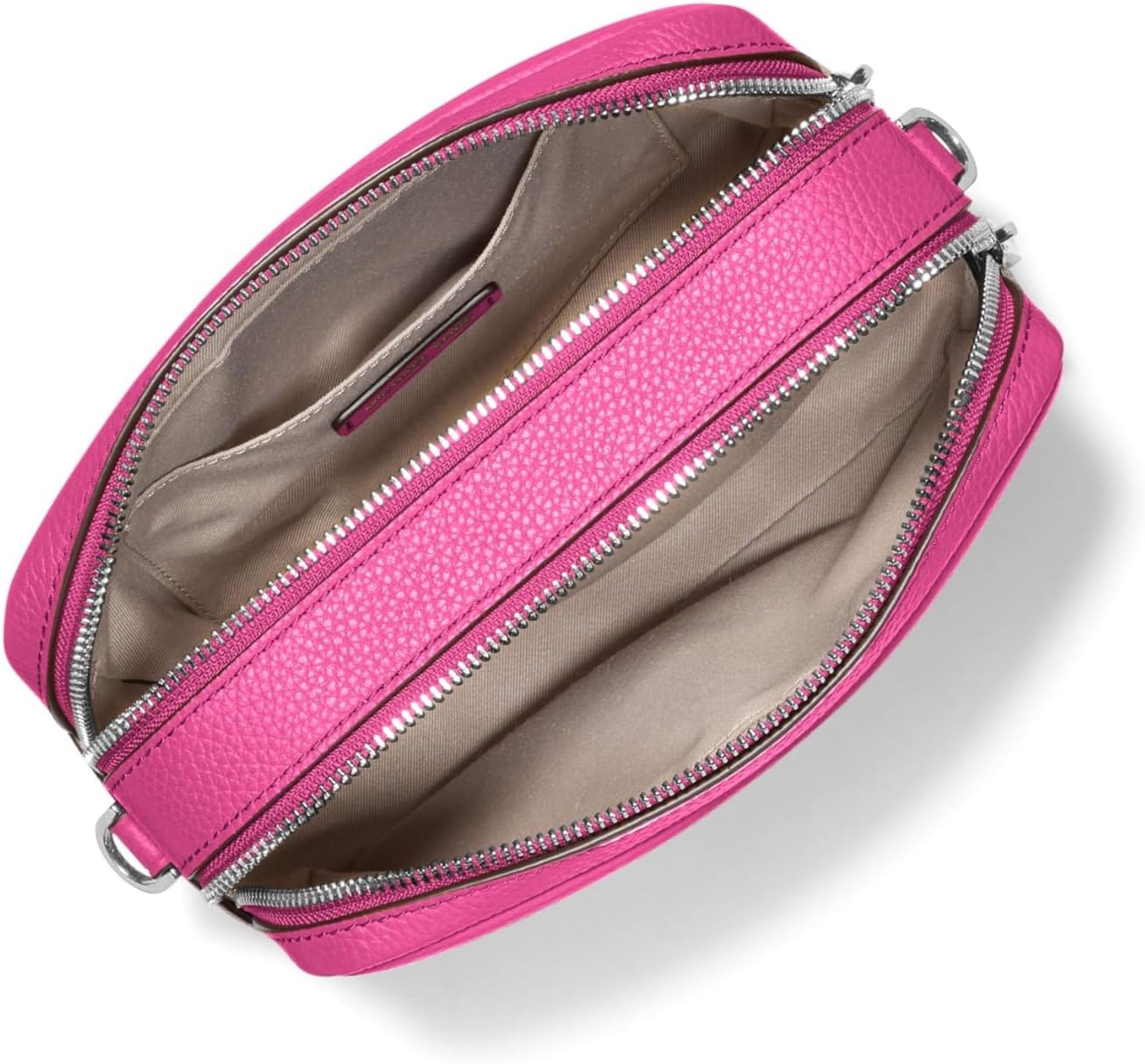 image:imageMichael Kors Bryant Medium Double Zip Chain Camera Crossbody BagSilvertone HardwareWild Berry