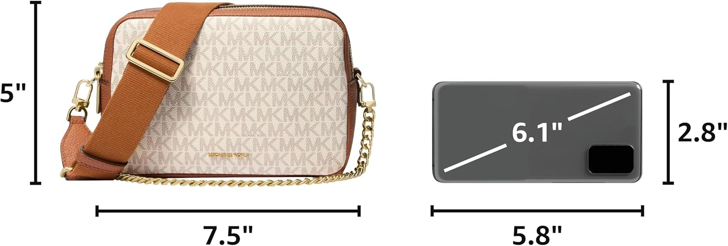 image:imageMichael Kors Bryant Medium Double Zip Chain Camera Crossbody BagVanillaAcorn