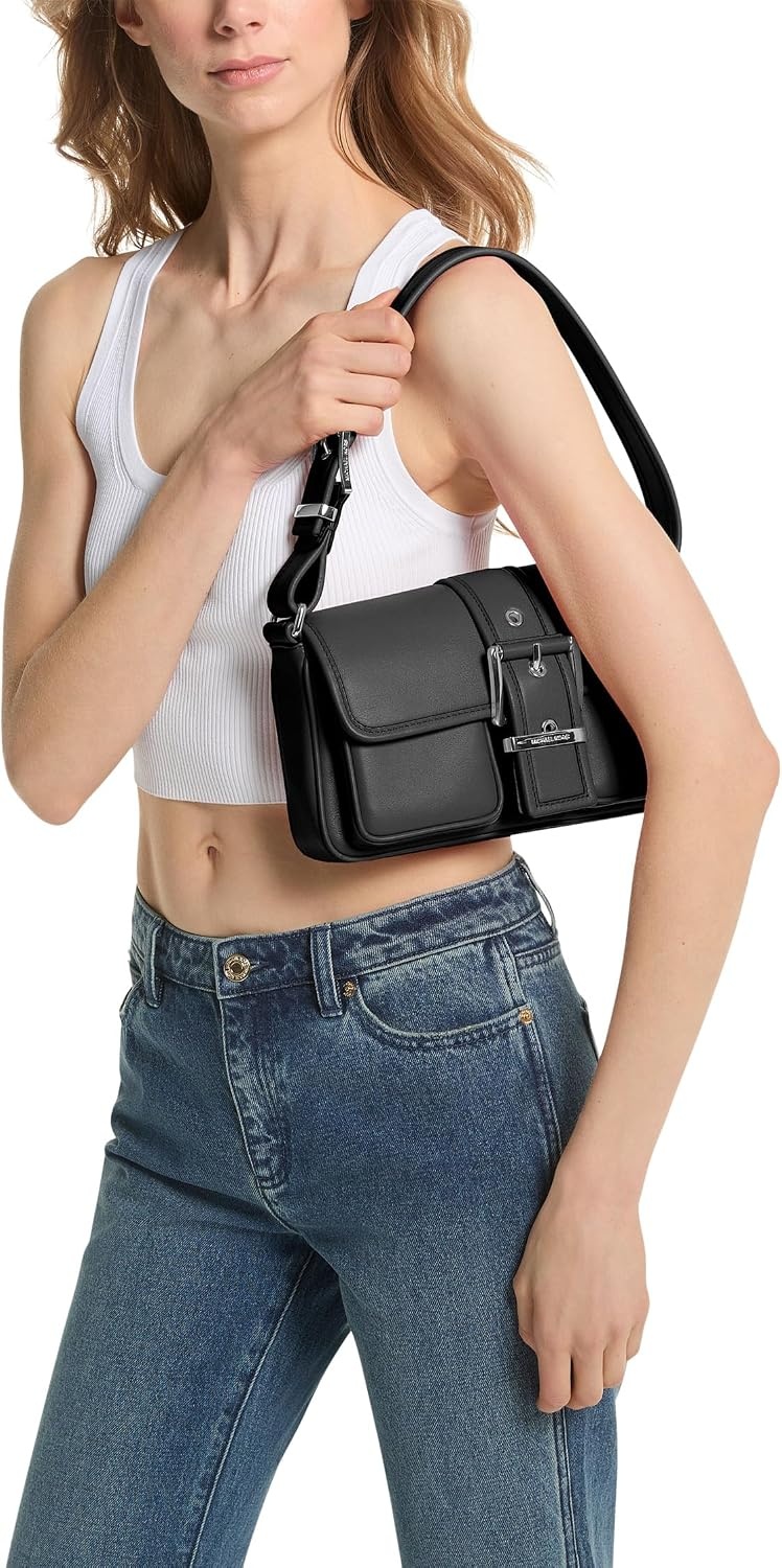 image:imageMichael Kors Colby Medium Shoulder BagSilvertone HardwareBlack