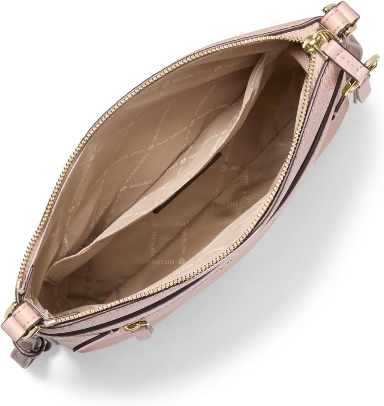 image:imageMichael Kors Jet Set Charm Small Flat Crossbody BagGoldtone HardwarePebble LeatherSoft Pink