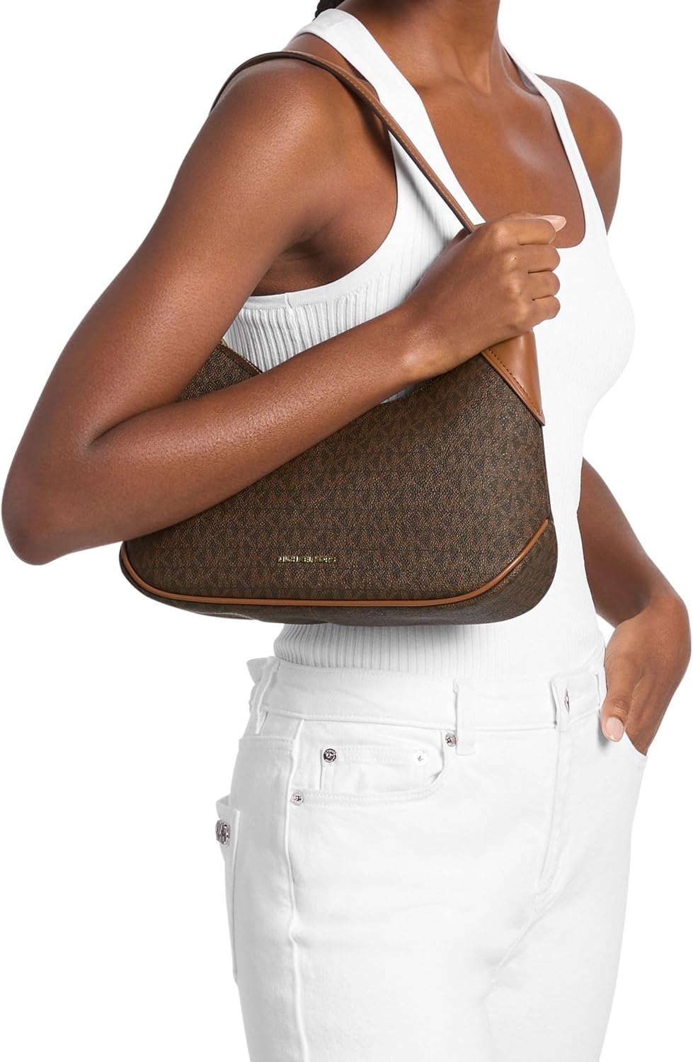 image:imageMichael Kors Jet Set Medium Convertible Pouchette CrossbodyBrownAcorn