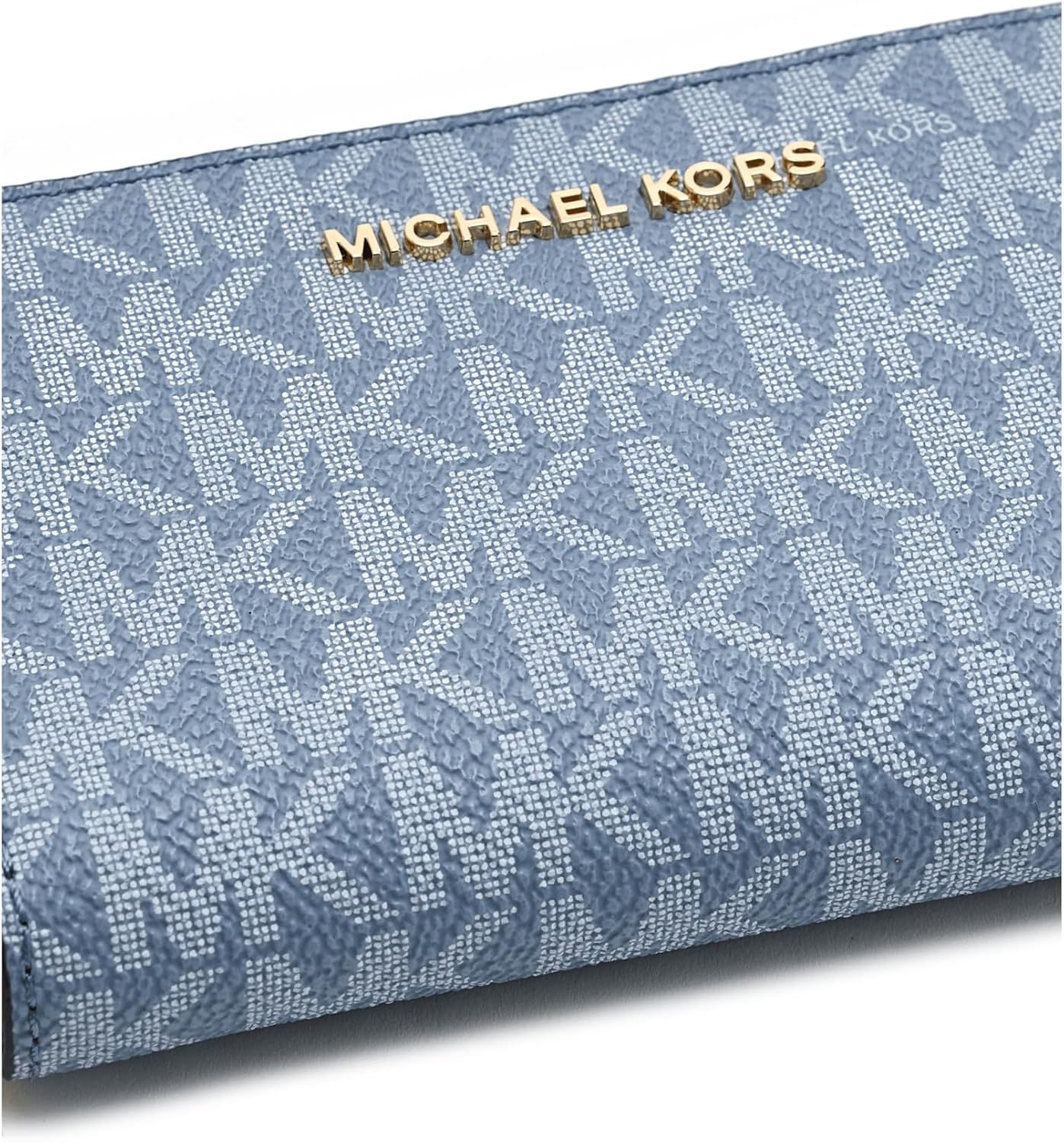 image:imageMichael Kors Jet Set Small Zip Around Card Case SilverTone HardwareSignature Coated TwillOptic WhiteAllumGoldTone HardwareMK SignatureChambray