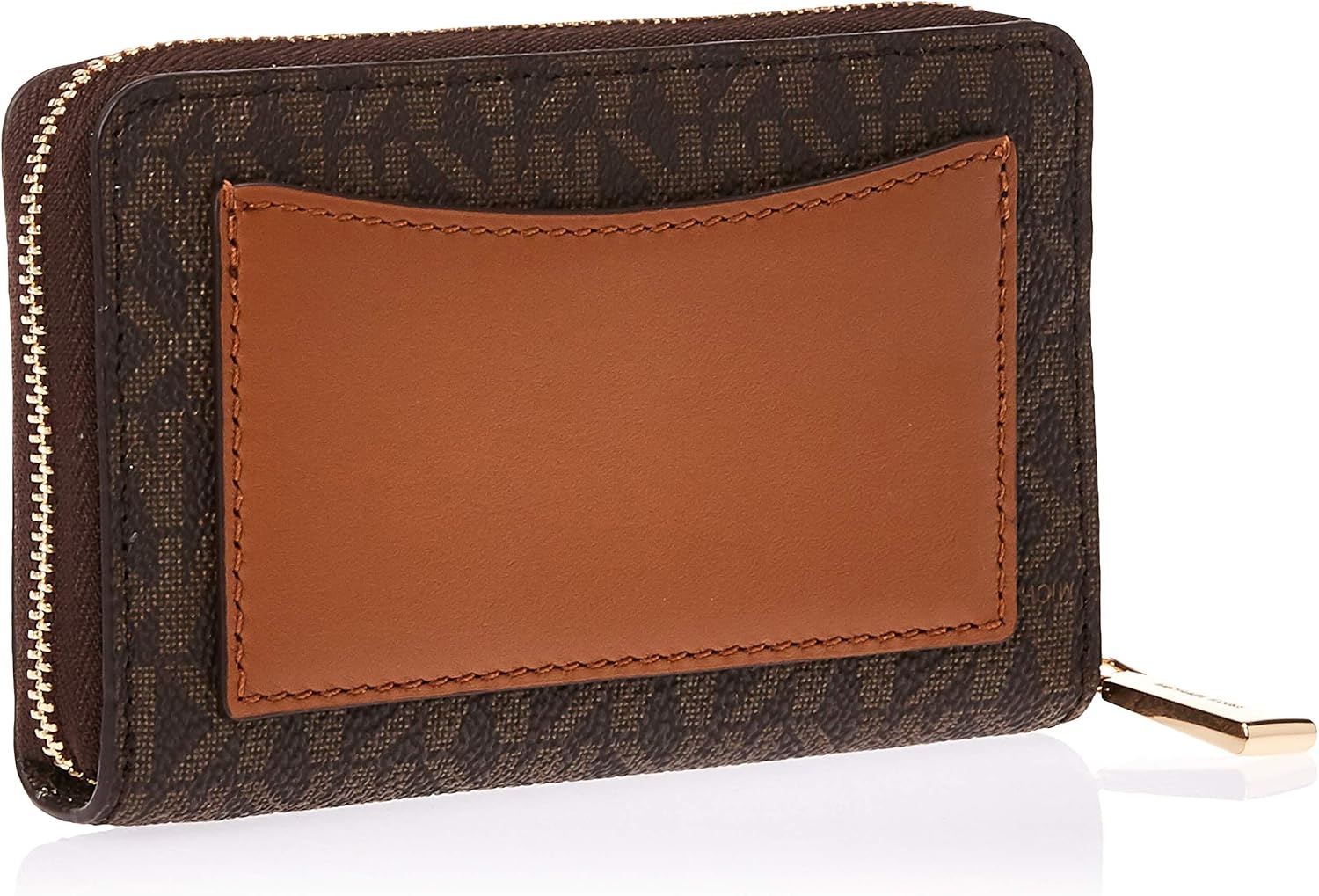 image:imageMichael Kors Jet Set Small Zip Around Card Case SilverTone HardwareSignature Coated TwillOptic WhiteAllumGoldtone HardwareBrownAcorn