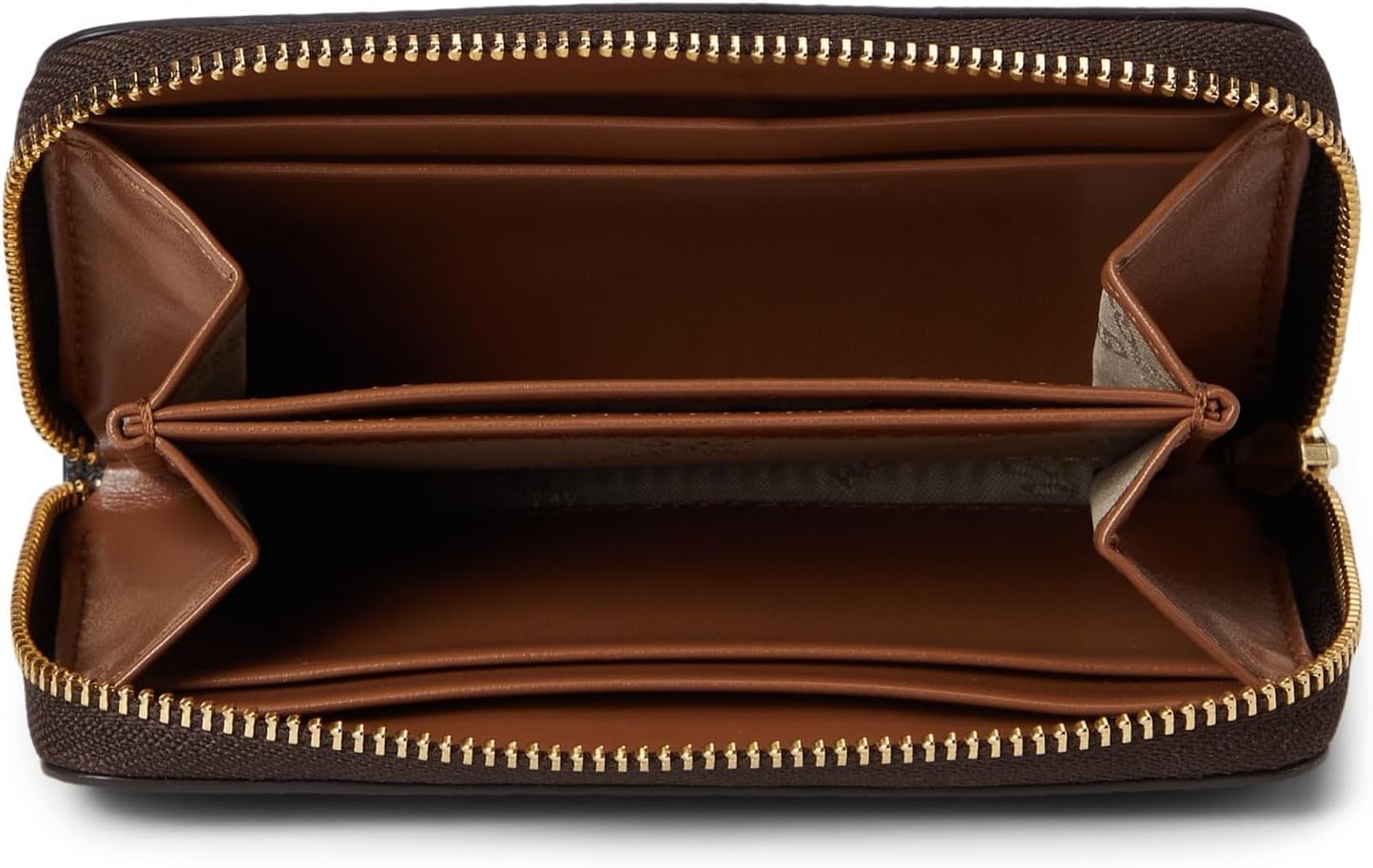 image:imageMichael Kors Jet Set Small Zip Around Card Case SilverTone HardwareSignature Coated TwillOptic WhiteAllumGoldtone HardwareBrownAcorn