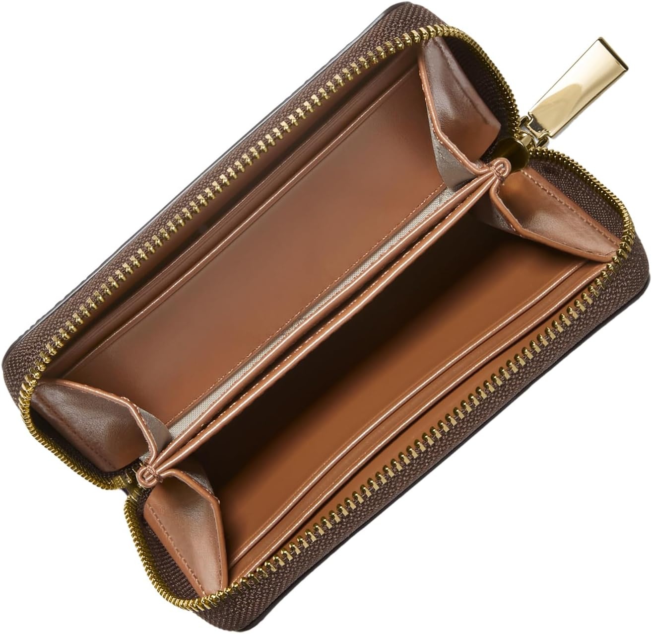 image:imageMichael Kors Jet Set Small Zip Around Card Case SilverTone HardwareSignature Coated TwillOptic WhiteAllumGoldtone HardwareBrownLuggage