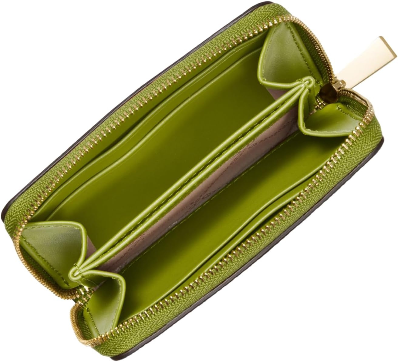 image:imageMichael Kors Jet Set Small Zip Around Card Case SilverTone HardwareSignature Coated TwillOptic WhiteAllumGoldtone HardwareMercer Pebble LeatherMeadow Green