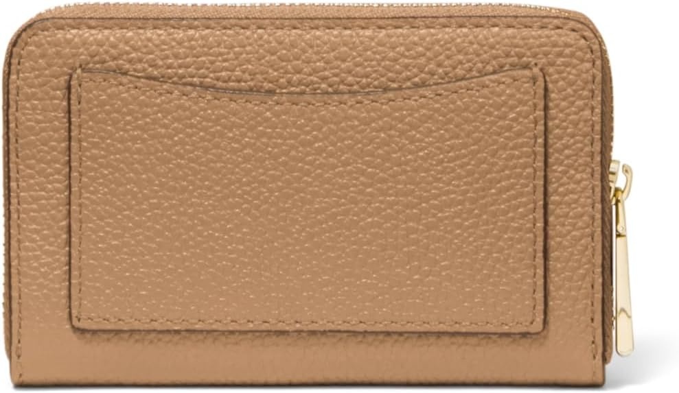 image:imageMichael Kors Jet Set Small Zip Around Card Case SilverTone HardwareSignature Coated TwillOptic WhiteAllumGoldtone HardwarePebble LeatherHusk