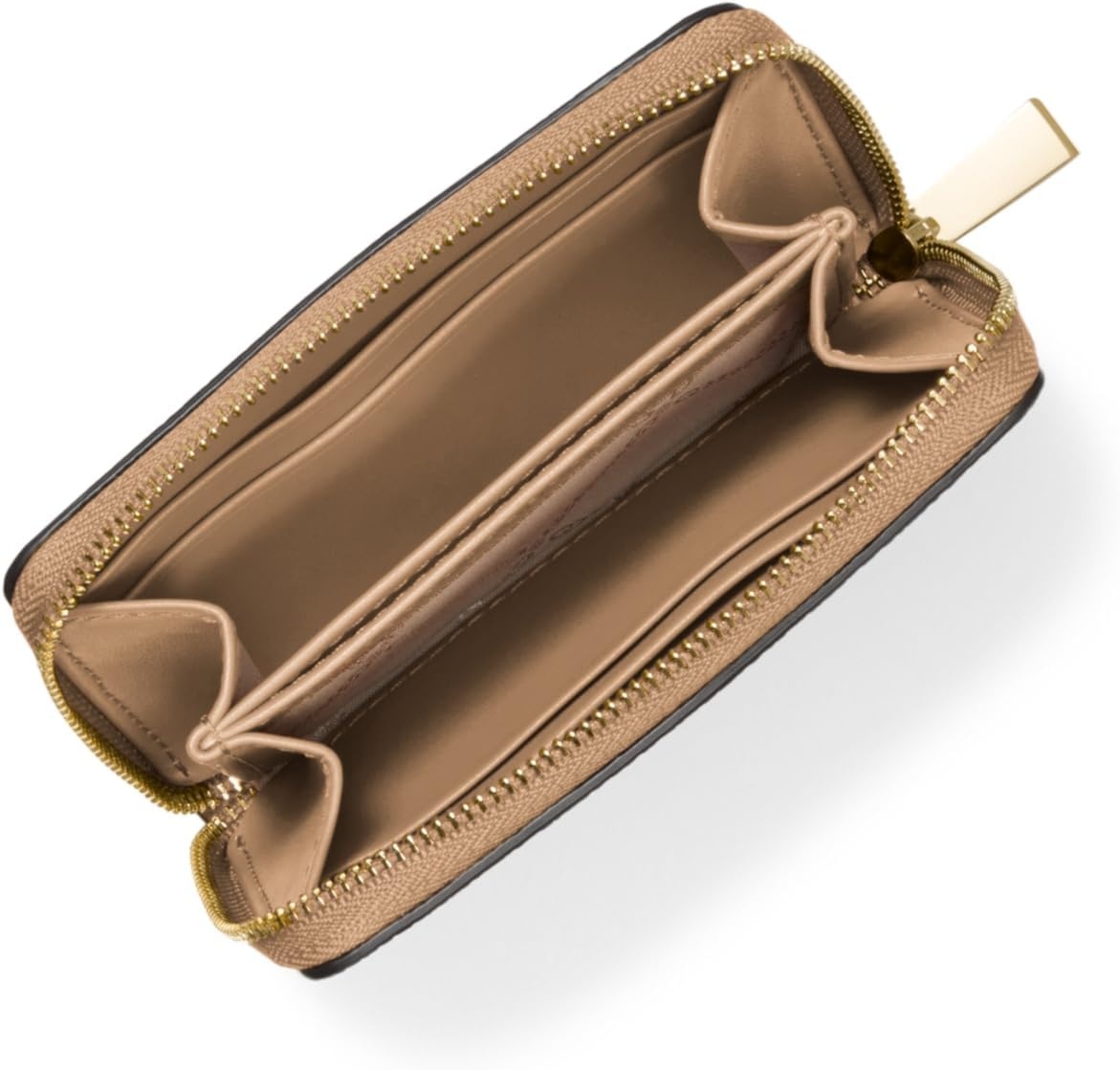 image:imageMichael Kors Jet Set Small Zip Around Card Case SilverTone HardwareSignature Coated TwillOptic WhiteAllumGoldtone HardwarePebble LeatherHusk