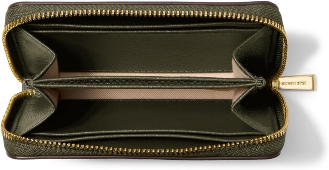 image:imageMichael Kors Jet Set Small Zip Around Card Case SilverTone HardwareSignature Coated TwillOptic WhiteAllumGoldtone HardwareSahara LeatherIvy