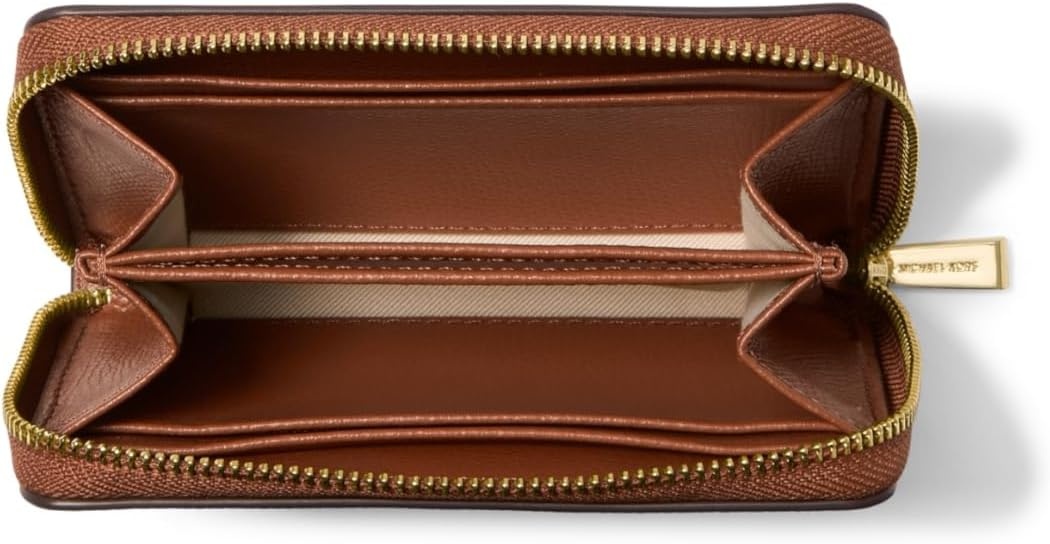 image:imageMichael Kors Jet Set Small Zip Around Card Case SilverTone HardwareSignature Coated TwillOptic WhiteAllumGoldtone HardwareSahara LeatherLuggage