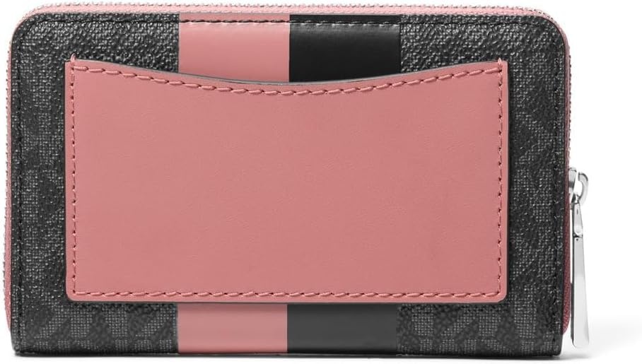 image:imageMichael Kors Jet Set Small Zip Around Card Case SilverTone HardwareSignature Coated TwillOptic WhiteAllumRose