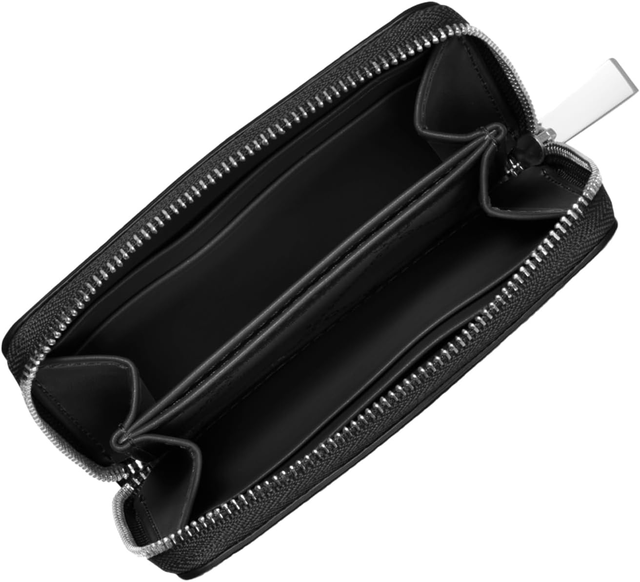 image:imageMichael Kors Jet Set Small Zip Around Card Case SilverTone HardwareSignature Coated TwillOptic WhiteAllumSilverTone HardwareMercer Pebble LeatherBlack