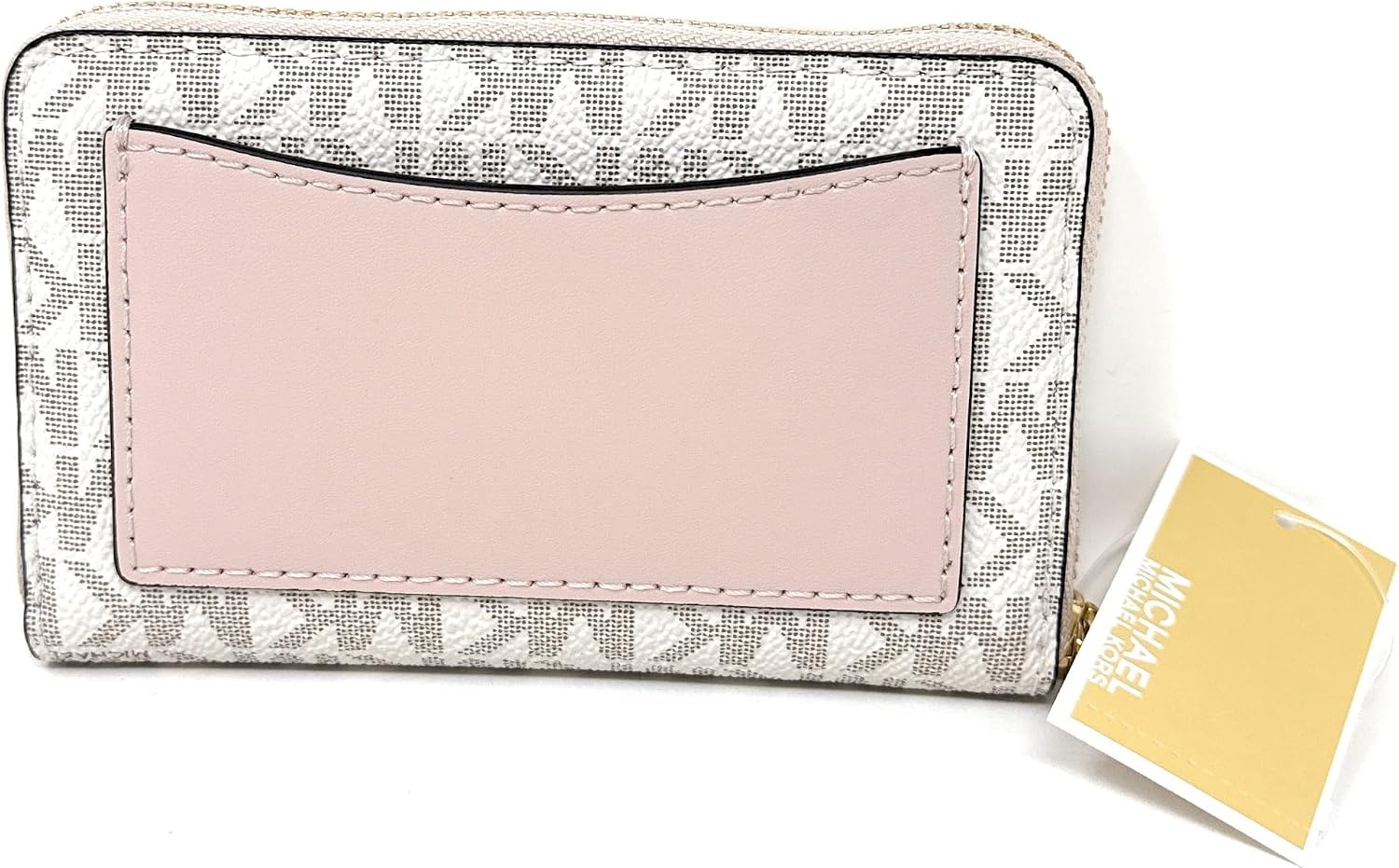 image:imageMichael Kors Jet Set Small Zip Around Card Case SilverTone HardwareSignature Coated TwillOptic WhiteAllumVanillaSoft Pink