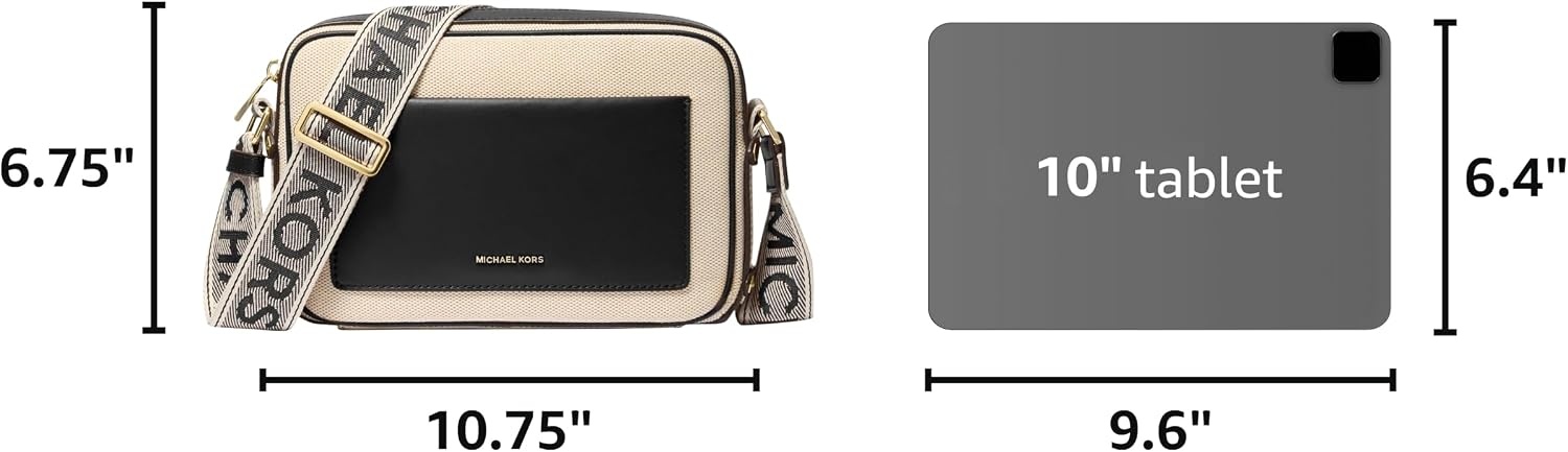 image:imageMichael Kors Maeve Large Pocket Crossbody BagGoldtone HardwareCanvasBlack