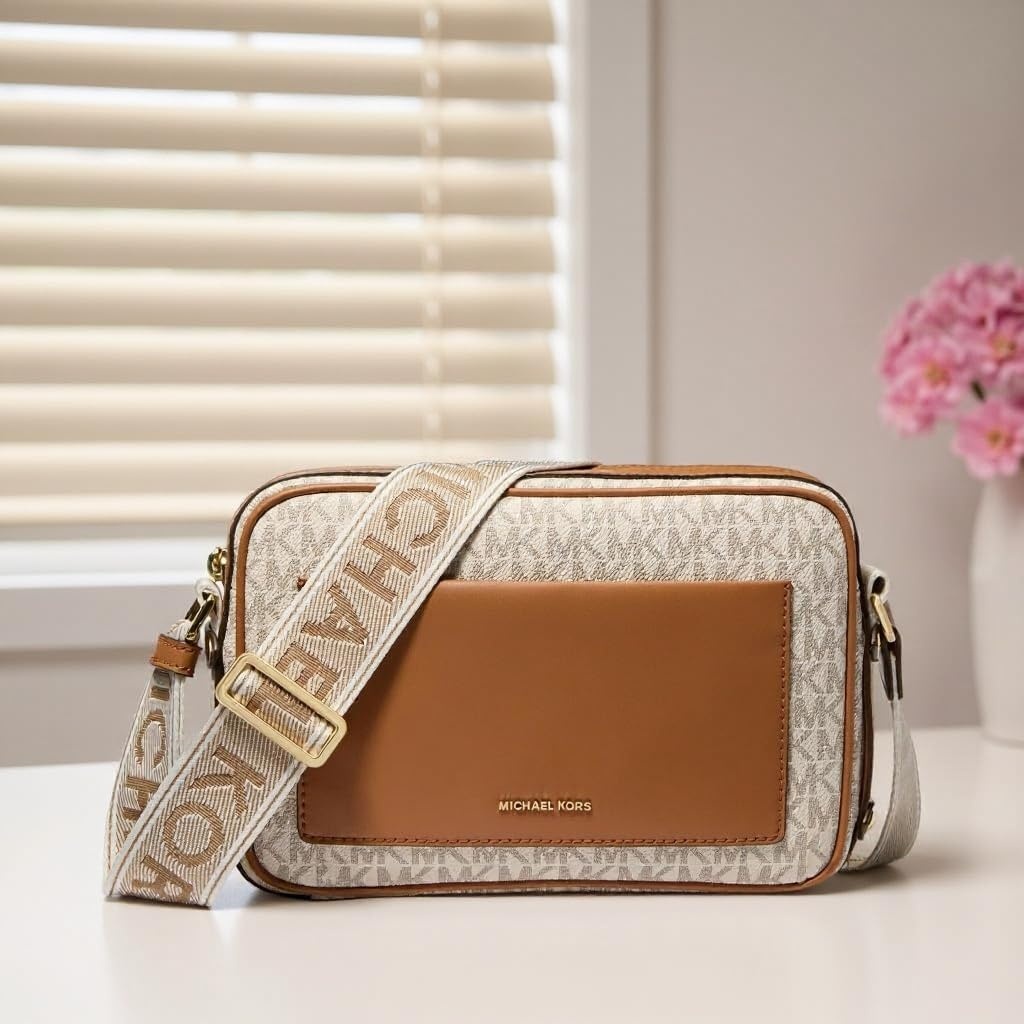 image:imageMichael Kors Maeve Large Pocket Crossbody BagGoldtone HardwareVanillaAcorn