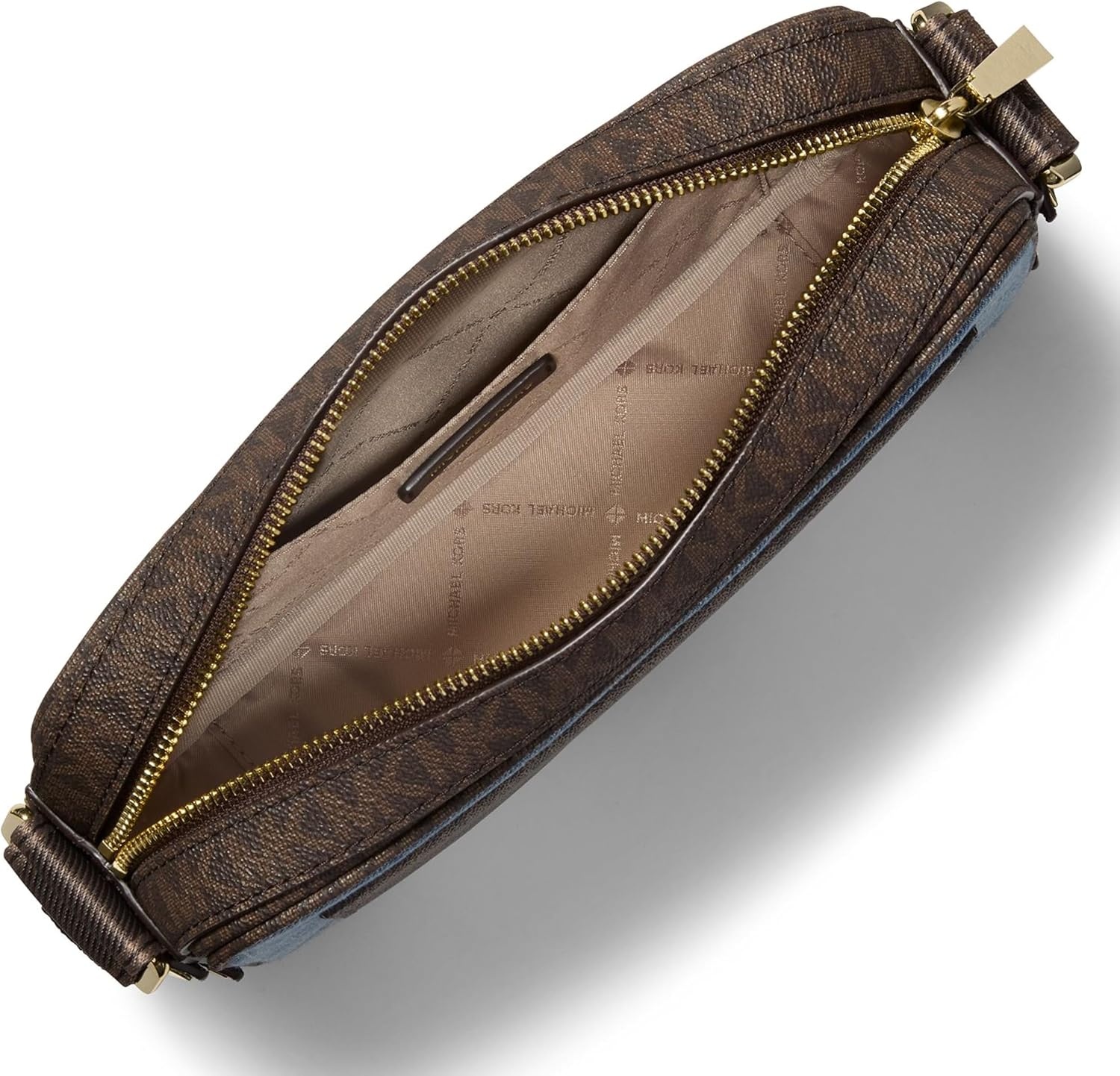 image:imageMichael Kors Maeve Large Pocket Crossbody BagGoldtone HardwareWashed DenimNew Horizon