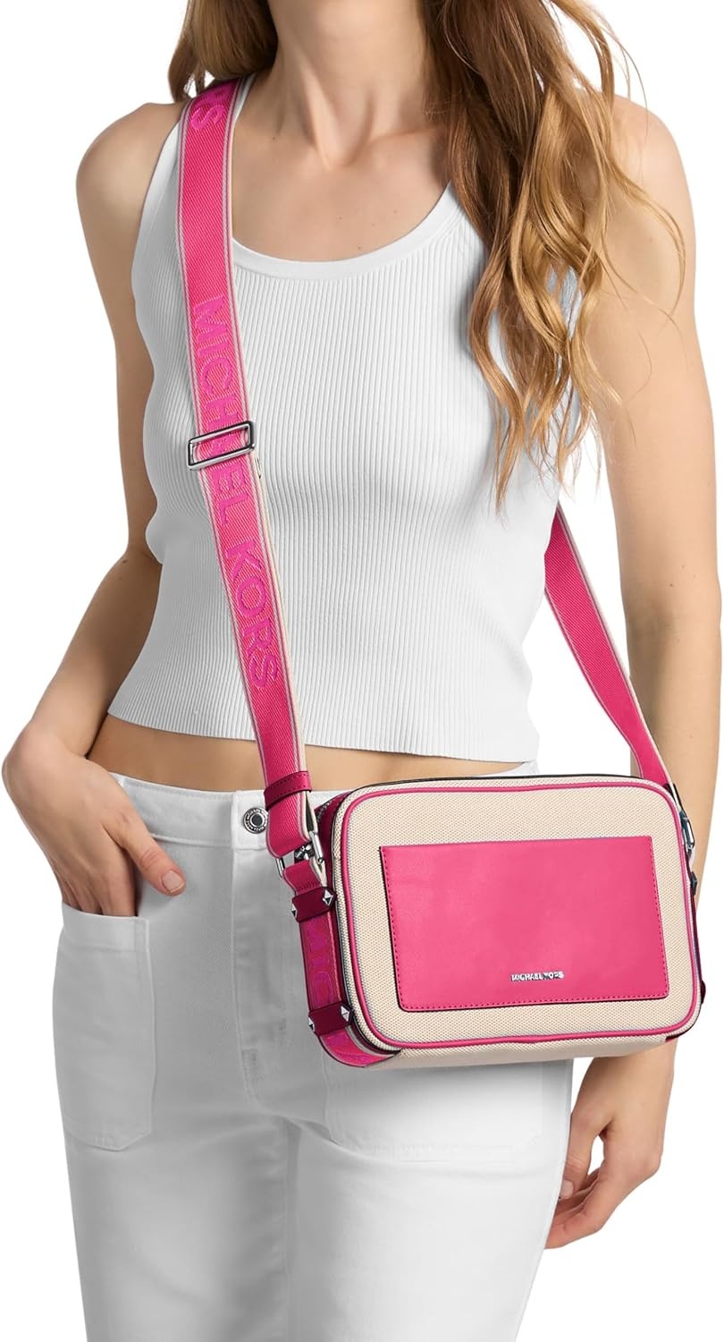 image:imageMichael Kors Maeve Large Pocket Crossbody BagSilvertone HardwareFabricRaspberry