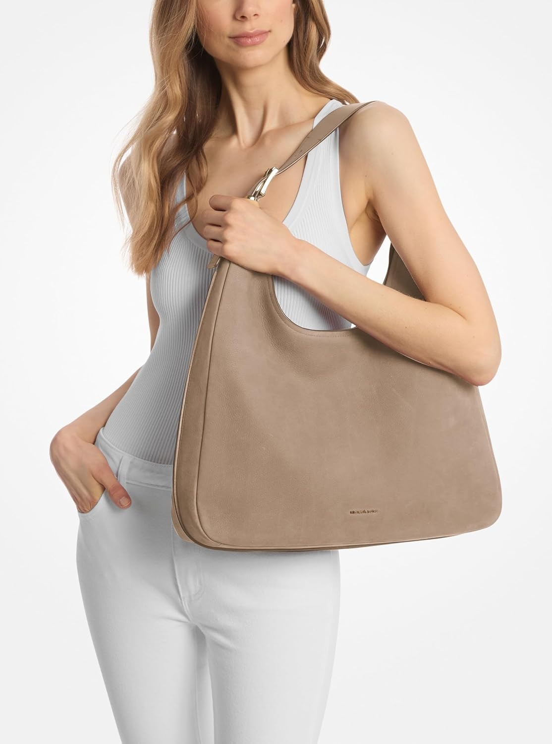 image:imageMichael Kors Nolita Large Hobo Shoulder BagGoldtone HardwareBirch