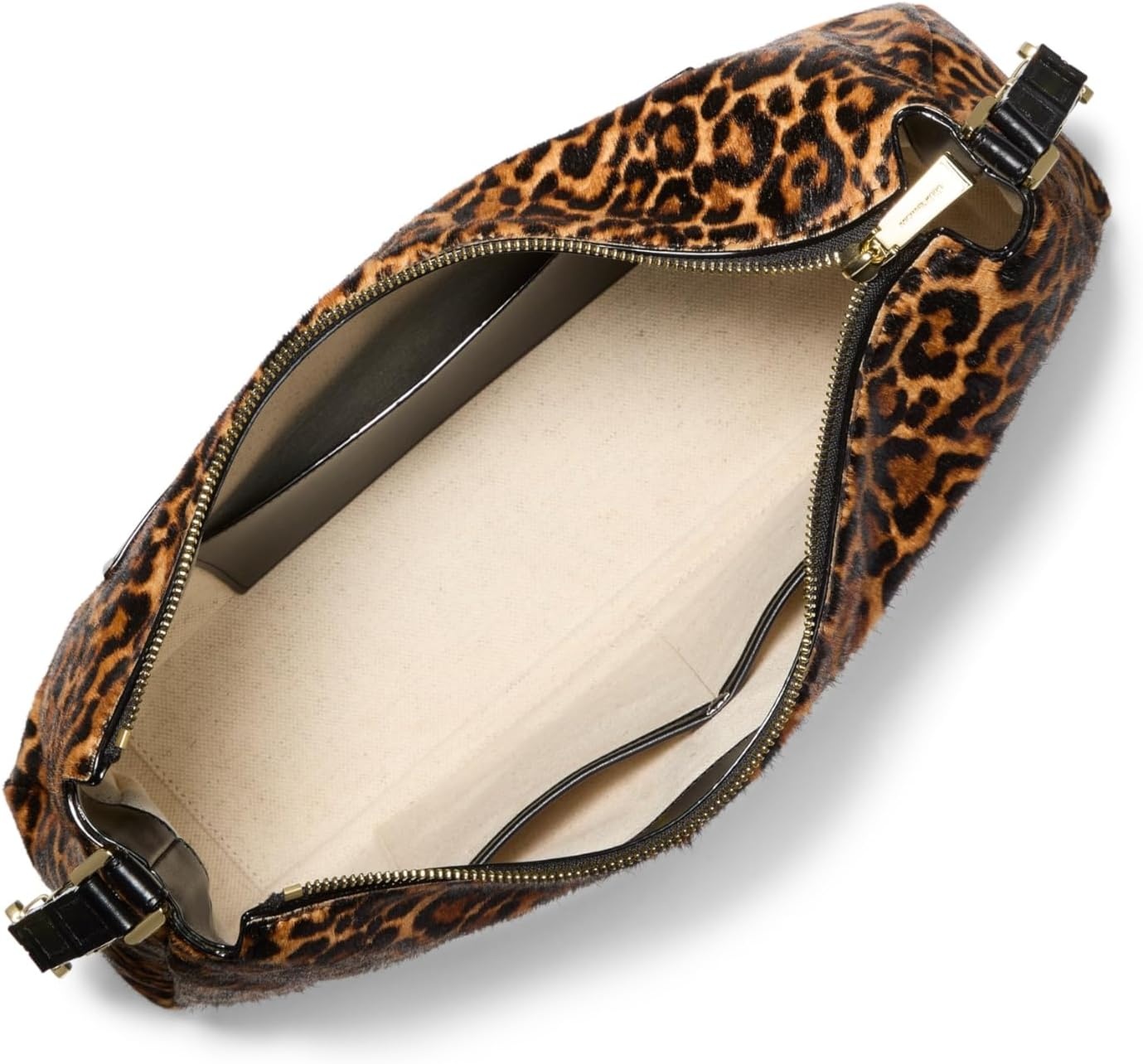 image:imageMichael Kors Nolita Medium Top Zip Convertible Shoulder BagGoldtone HardwareCheetah HaircalfMarigold
