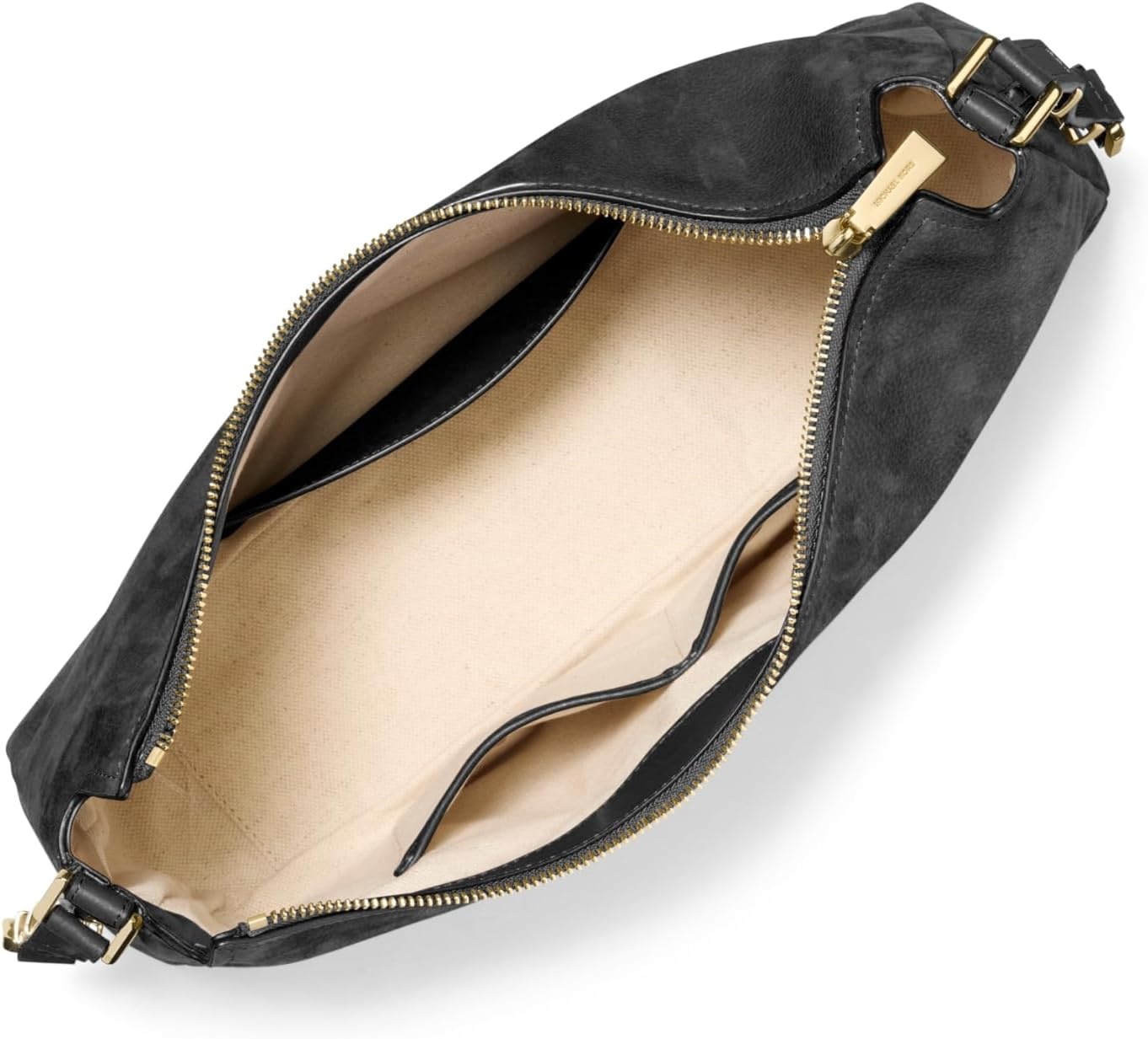 image:imageMichael Kors Nolita Medium Top Zip Convertible Shoulder BagGoldtone HardwareNubuck LeatherBlack