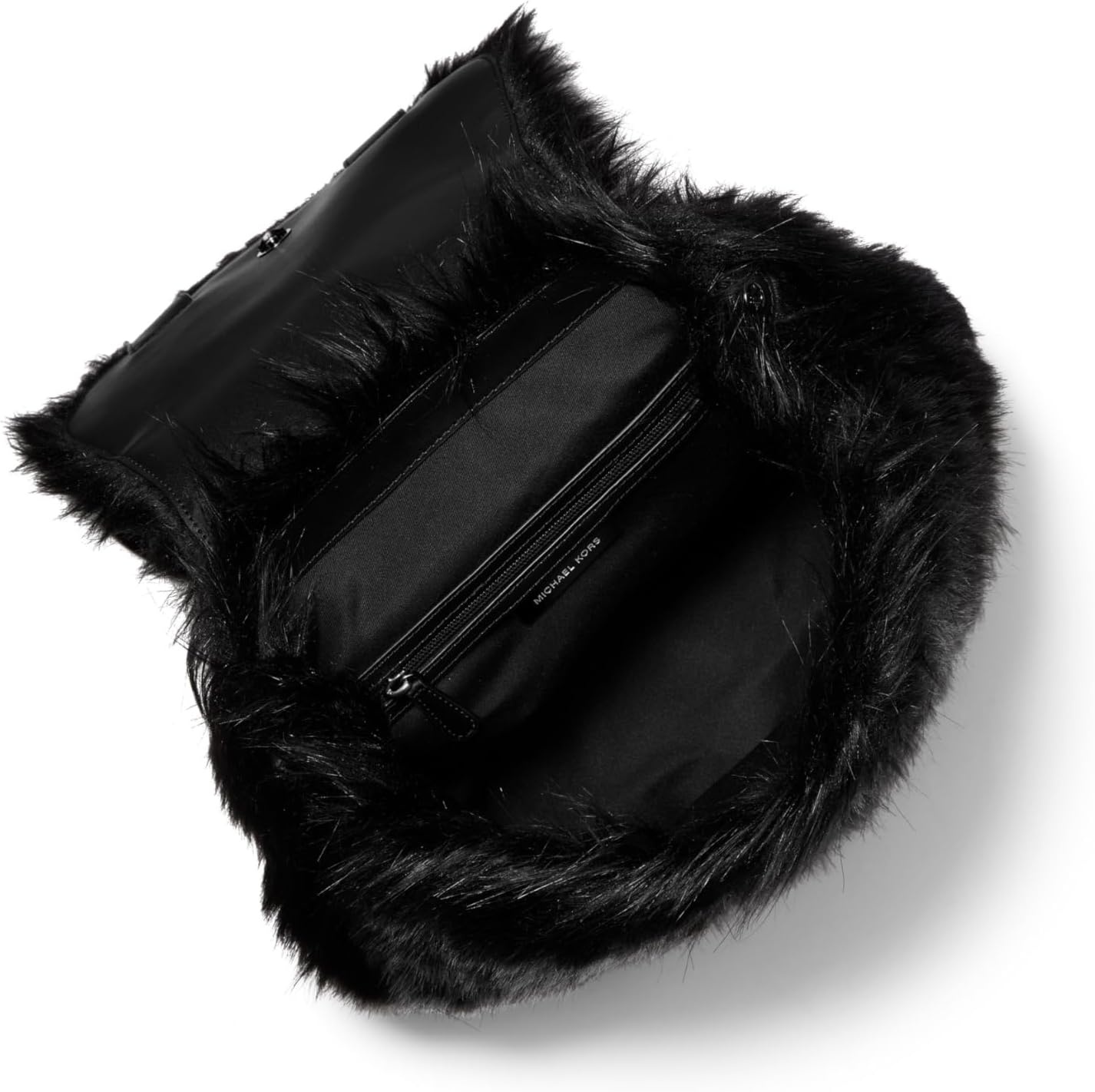 image:imageMichael Kors Quinn Medium Flap Backpack GoldTone HardwareShearlingNaturalDark Gunmetaltone HardwareShearlingBlack
