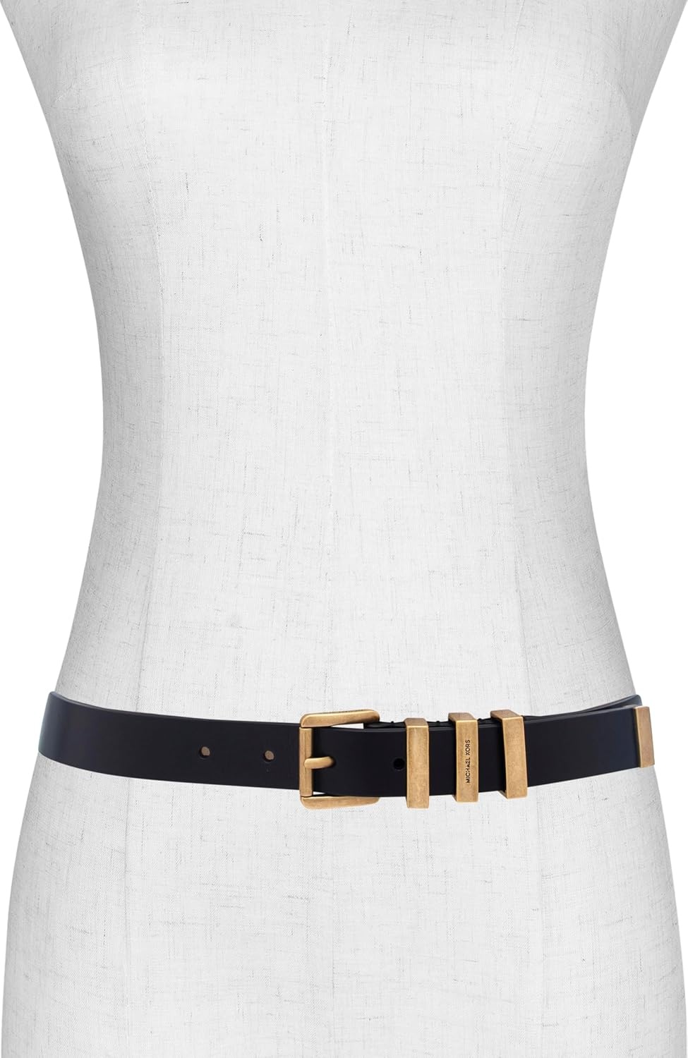 image:imageMichael Kors Womens 1 Inch Leather Belt with 3 Keepers Stylish Fashion Accessory for Everyday WearBlackGold