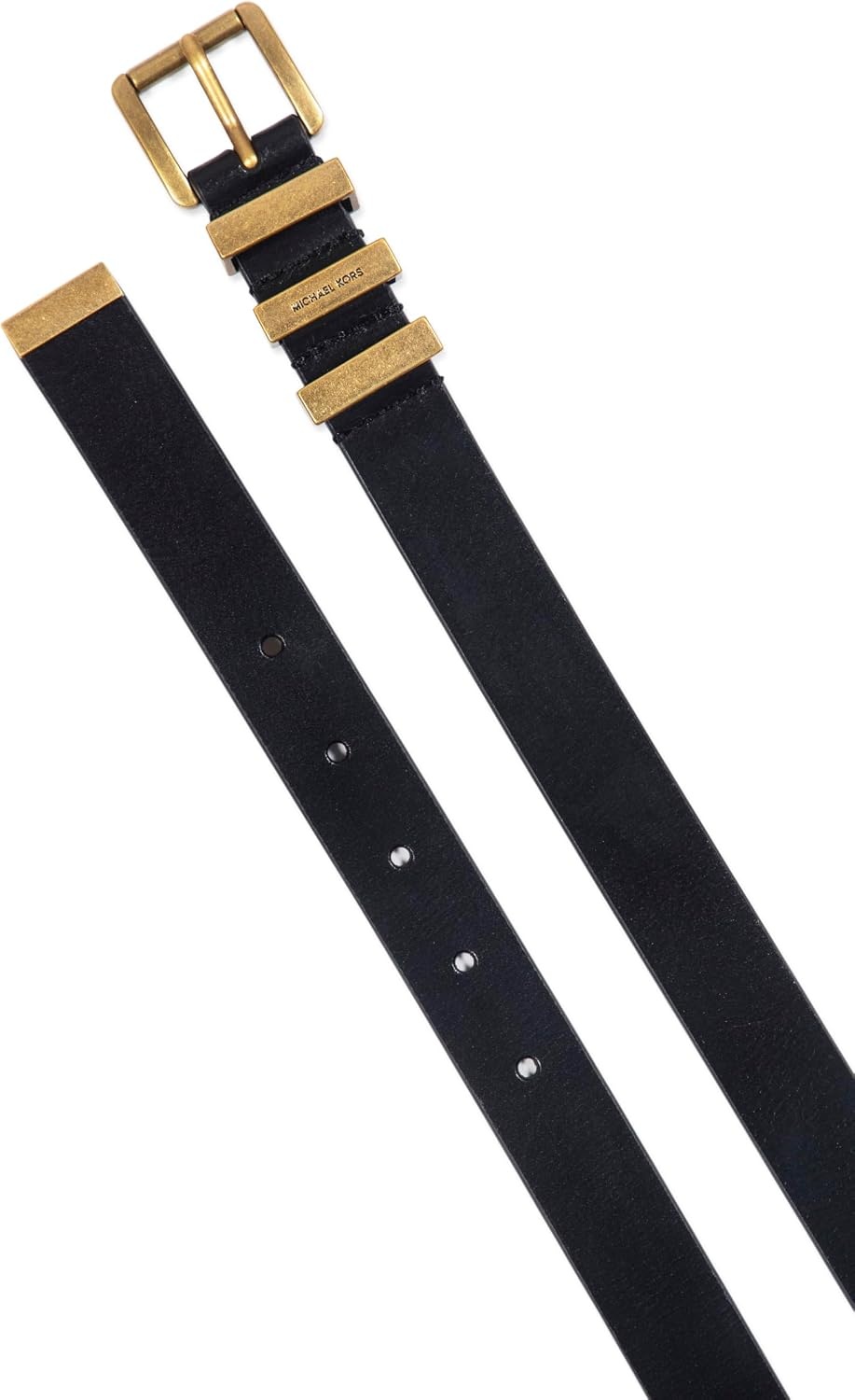 image:imageMichael Kors Womens 1 Inch Leather Belt with 3 Keepers Stylish Fashion Accessory for Everyday WearBlackGold