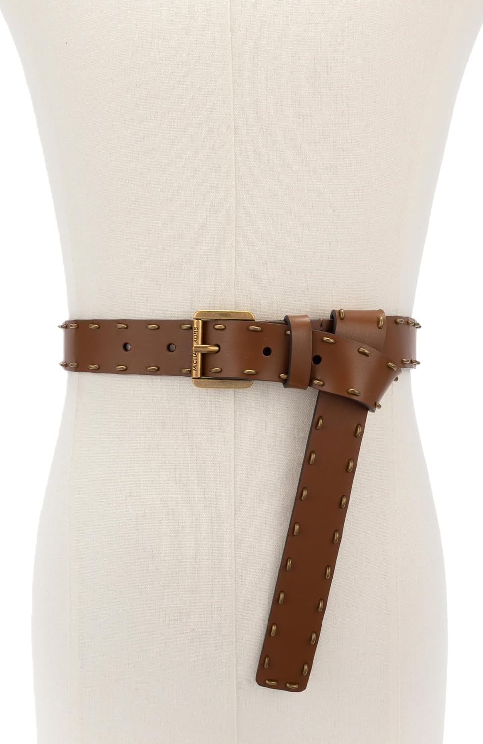 image:imageMichael Kors Womens 11 Inch Nonreversible Half Moon Studded Belt Stylish amp Adjustable FitLuggage Ant Gold