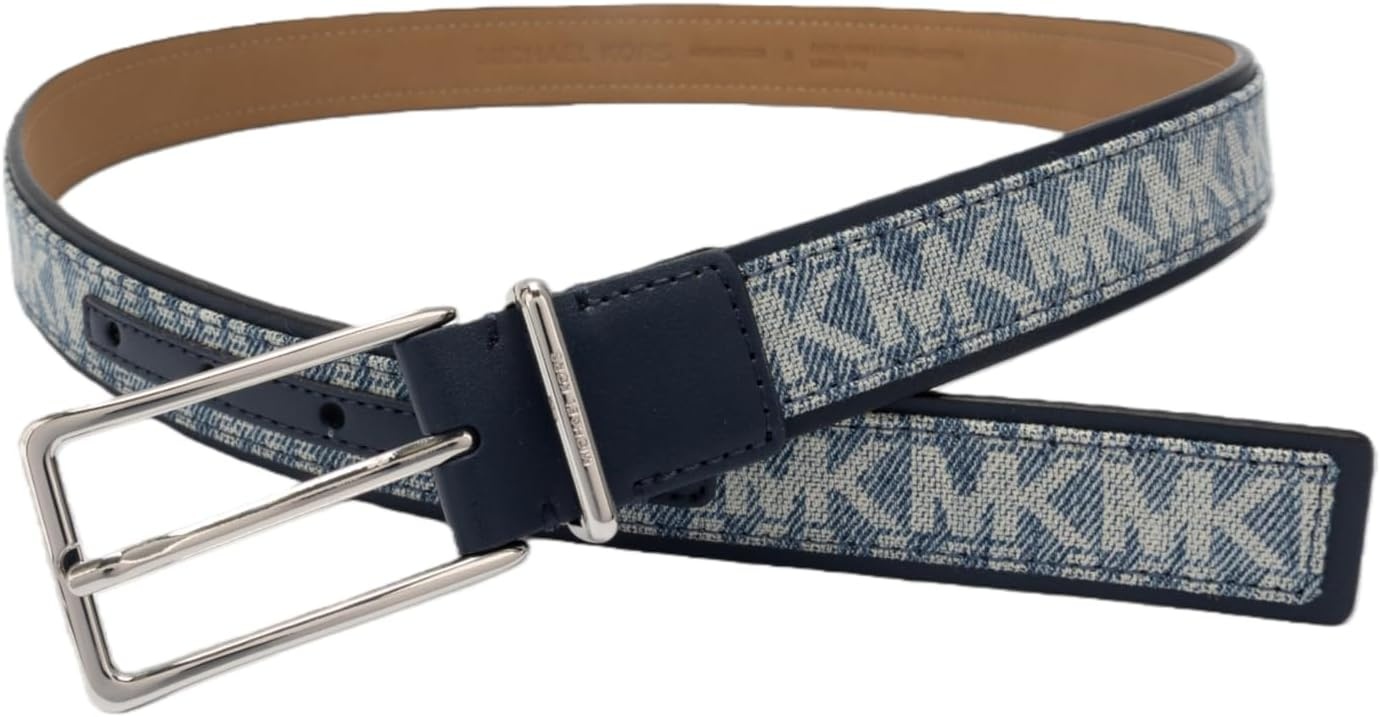 image:imageMichael Kors Womens 12 Inch Denim Leather Belt Stylish Accessory for Everyday Wear Adjustable FitBlue