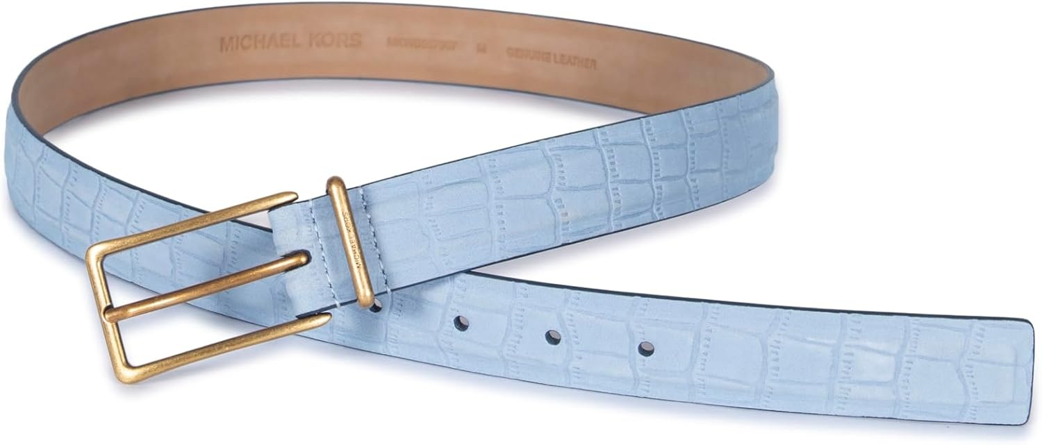 image:imageMichael Kors Womens 12 Inch Leather Belt Stylish Accessory for Everyday Wear Adjustable FitChambray
