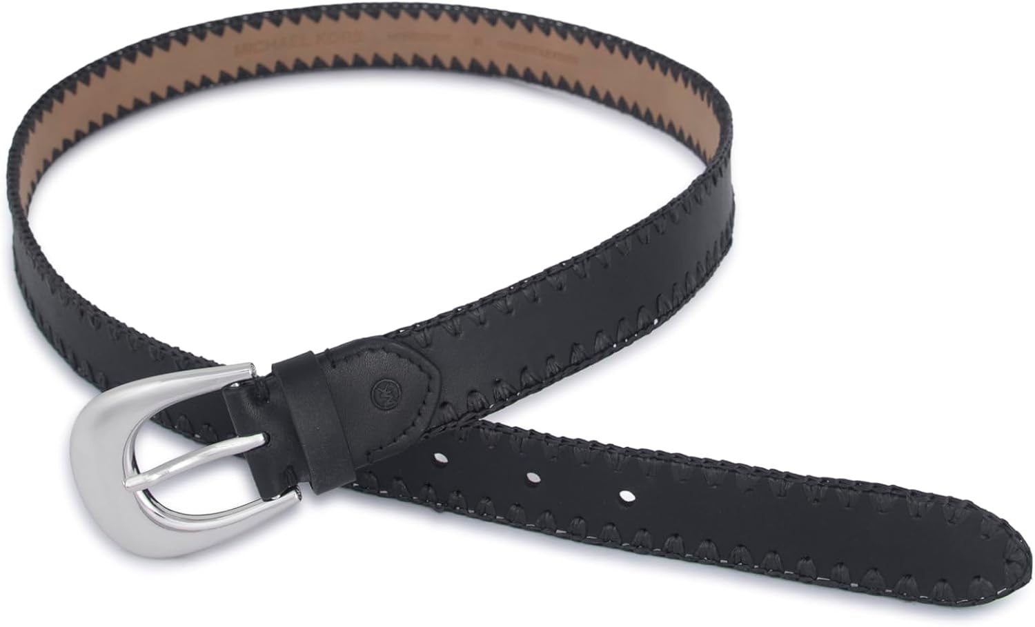 image:imageMichael Kors Womens 12 Inch Raffia Leather Belt Stylish Accessory for Everyday Adjustable FitBlack