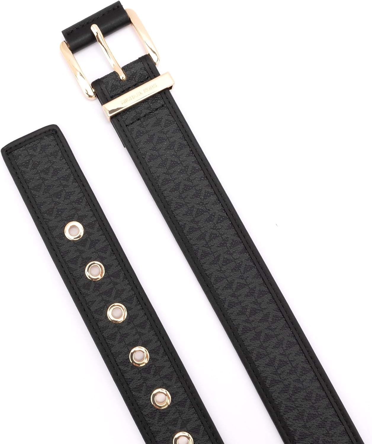 image:imageMichael Kors Womens 175 Inch Logo Belt with Grommets Stylish Fashion Accessory for Everyday WearBlackGold