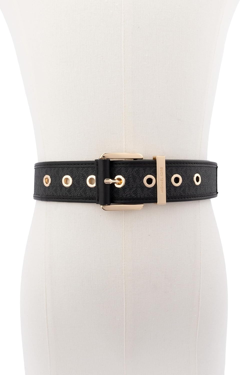 image:imageMichael Kors Womens 175 Inch Logo Belt with Grommets Stylish Fashion Accessory for Everyday WearBlackGold