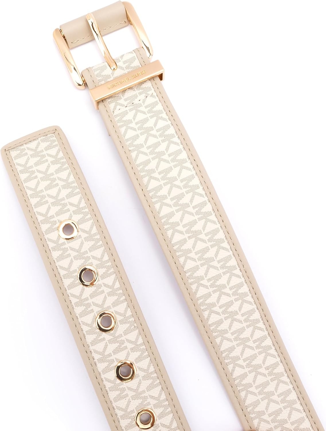 image:imageMichael Kors Womens 175 Inch Logo Belt with Grommets Stylish Fashion Accessory for Everyday WearLt Sand