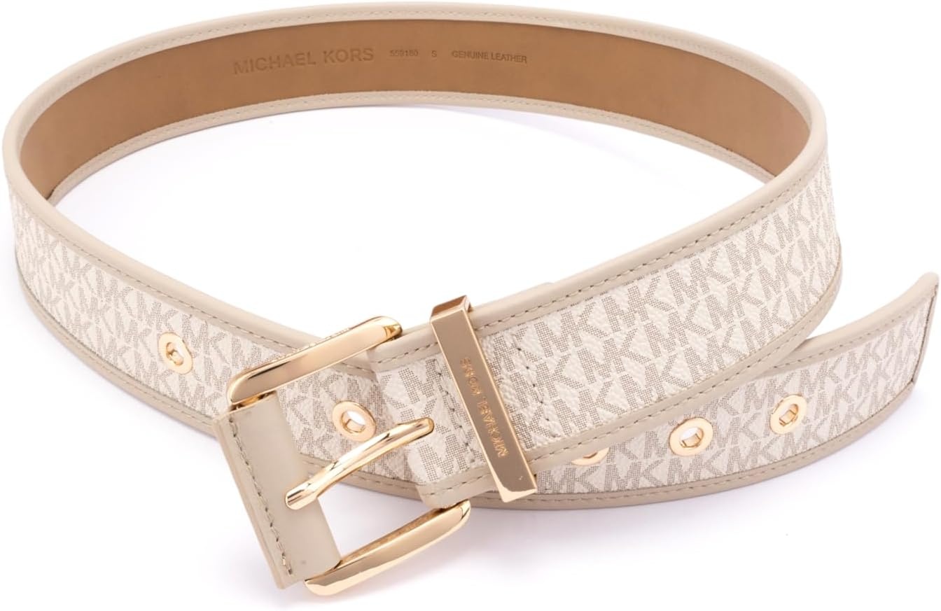 image:imageMichael Kors Womens 175 Inch Logo Belt with Grommets Stylish Fashion Accessory for Everyday WearLt Sand
