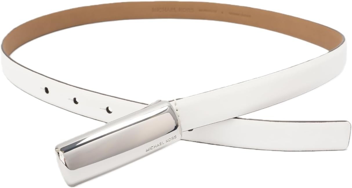 image:imageMichael Kors Womens 7 Inch Bubble Plaque Belt Stylish Accessory for Everyday Wear Adjustable FitOptic White
