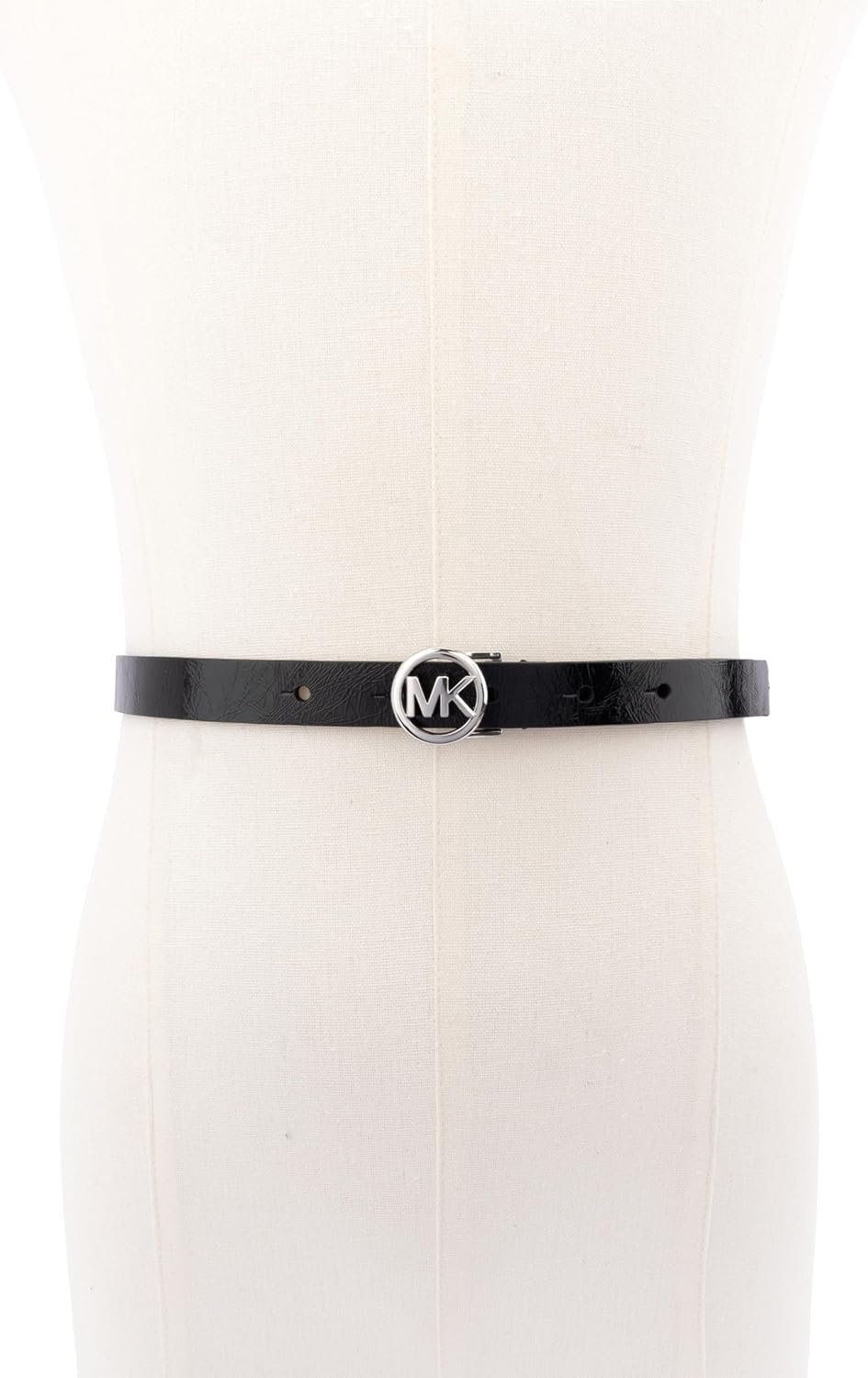 image:imageMichael Kors Womens 75 Inch Logo Skinny Belt Stylish Fashion Accessory for Everyday WearBlackSilver
