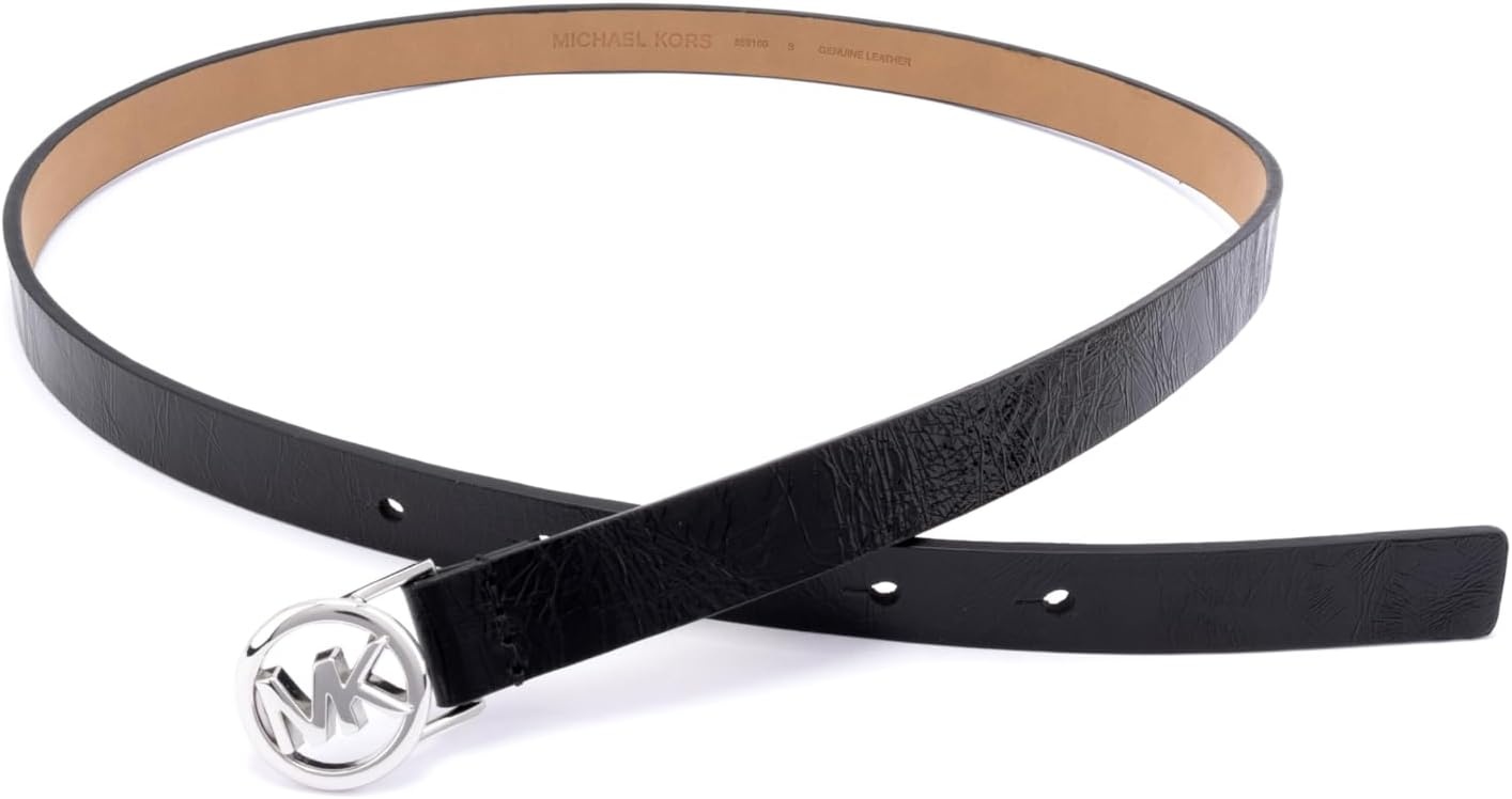 image:imageMichael Kors Womens 75 Inch Logo Skinny Belt Stylish Fashion Accessory for Everyday WearBlackSilver