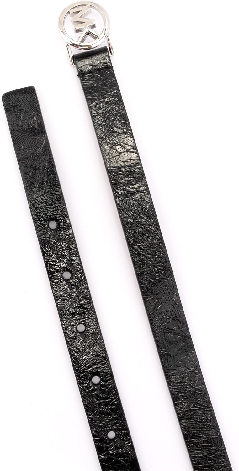 image:imageMichael Kors Womens 75 Inch Logo Skinny Belt Stylish Fashion Accessory for Everyday WearBlackSilver