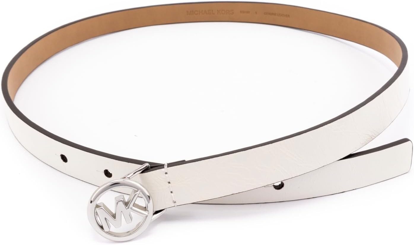 image:imageMichael Kors Womens 75 Inch Logo Skinny Belt Stylish Fashion Accessory for Everyday WearOptic White