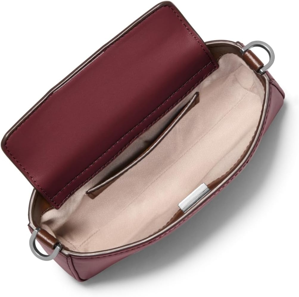 image:imageMichael Kors Womens Bryant Small Convertible Crossbody BagNickeltone HardwareBurnished Leather EdgesOxblood