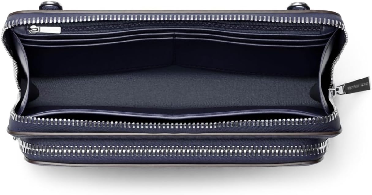 image:imageMichael Kors Womens Jet Set Continental Crossbody WalletSilvertone HardwareSignature Coated TwillDress Blues