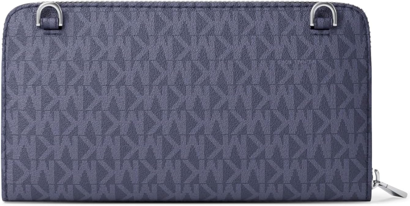 image:imageMichael Kors Womens Jet Set Continental Crossbody WalletSilvertone HardwareSignature Coated TwillDress Blues