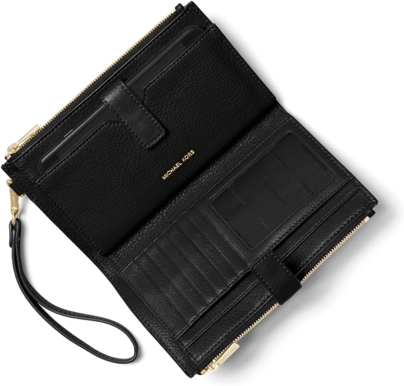 image:imageMichael Kors Womens Jet Set Double Zip WristletGoldtone HardwareBlack