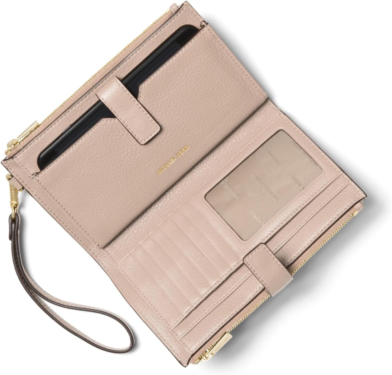 image:imageMichael Kors Womens Jet Set Double Zip WristletGoldtone HardwareSoft Pink
