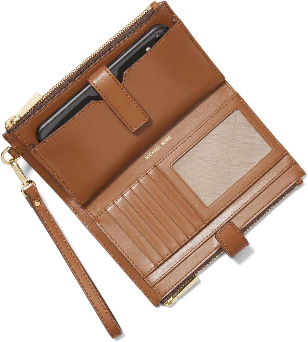 image:imageMichael Kors Womens Jet Set Double Zip WristletGoldtone HardwareVanillaBrown