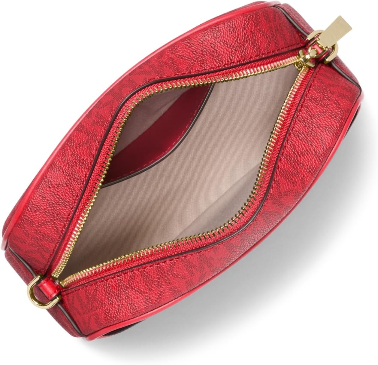 image:imageMichael Kors Womens Jet Set Small Camera CrossbodyGoldtone HardwarePuffy Metallic NylonCrimson Multi