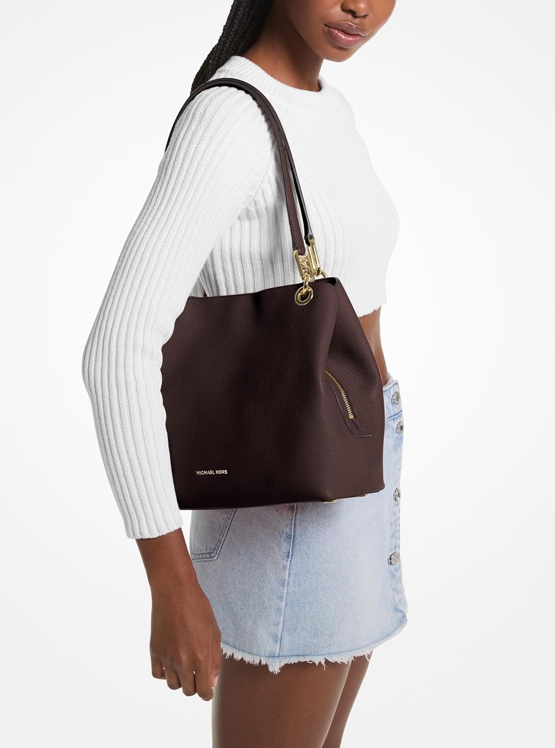 image:imageMichael Kors Womens Kensington Shoulder ToteGoldtone HardwarePebble LeatherChocolate