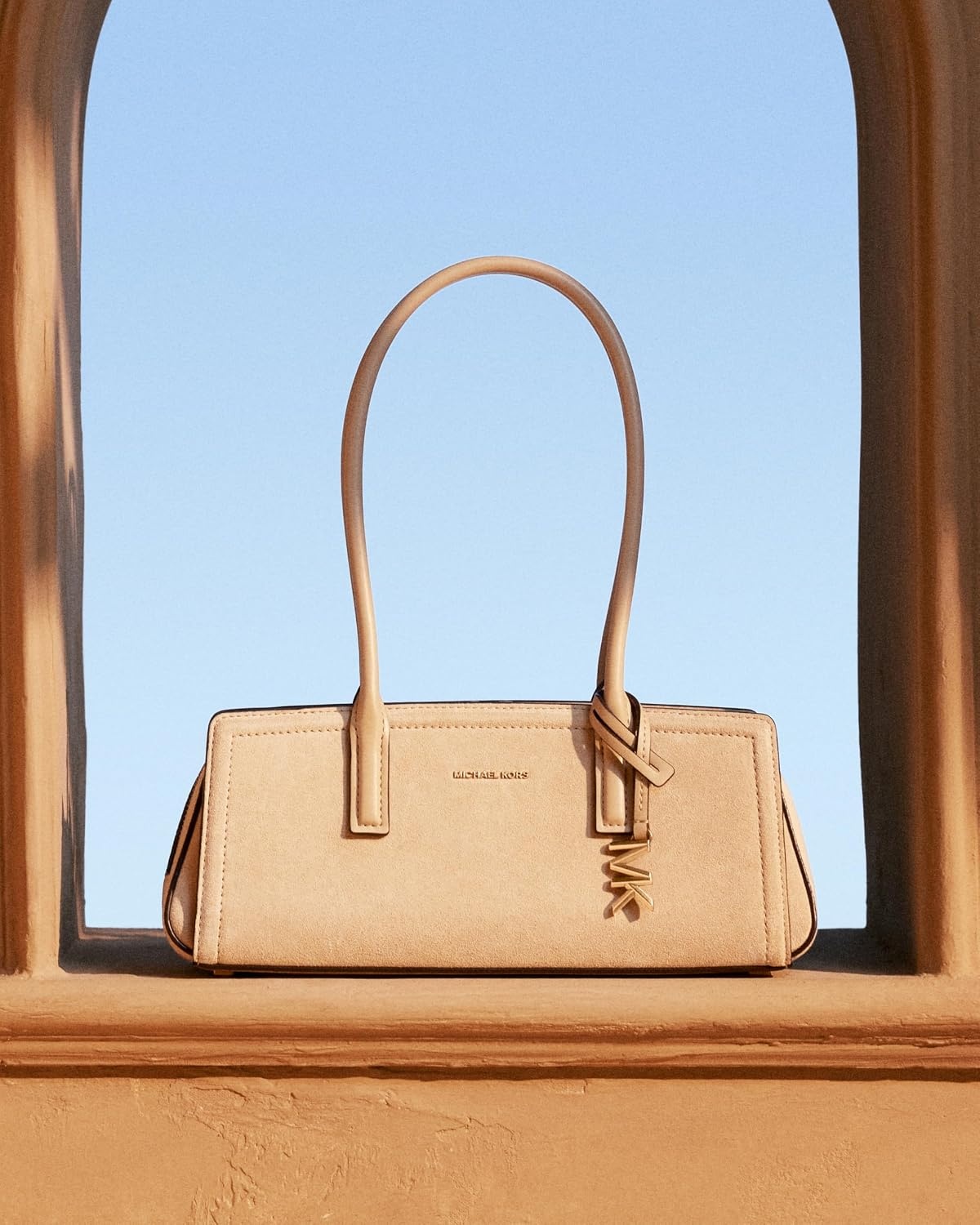 image:imageMichael Kors Womens Laila Small Shoulder Tote BagGoldtone HardwareSuede LeatherKhaki